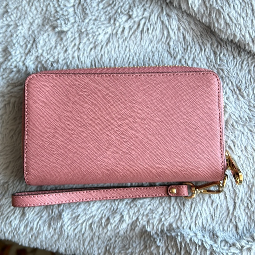 Michael Kors Pink Saffiano Zip-Around Wristlet Wallet - Picture 3 of 11